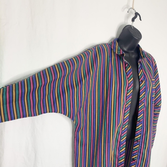 Vintage Rainbow Striped Tunic Dress / Beach Cover Up - Picture 4 of 7